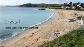  Presentation with beach - Slides enhanced with looking-at-gyllyngvase-beach-falmouth background and a light blue colored foreground