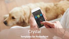  Presentation with smartphone app - PPT theme enhanced with looking at health monitoring app background and a coral colored foreground