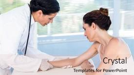  Presentation with patients - Beautiful slide set featuring looking at her patients arm backdrop and a  colored foreground