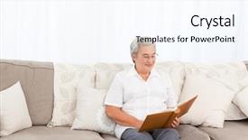  Presentation with album - Colorful presentation theme enhanced with looking at her photo album backdrop and a cool aqua colored foreground