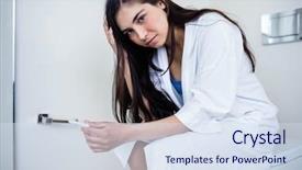  Presentation with pregnant woman - Presentation design having looking at her pregnant test background and a  colored foreground