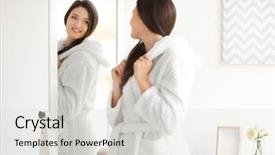  Presentation with mirror dance moves - Presentation theme having looking at herself in mirror background and a light gray colored foreground
