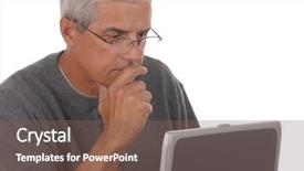  Presentation with crop - Presentation theme having looking at his laptop computer background and a violet colored foreground