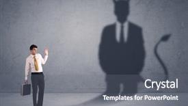  Presentation with demon - Colorful PPT theme enhanced with looking at his own devil backdrop and a gray colored foreground