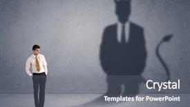  Presentation with demon - Presentation theme featuring business man looking at his background and a gray colored foreground