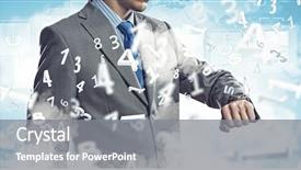  Presentation with new to leadership - Presentation design having looking at his watch new background and a  colored foreground