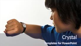  Presentation with wrist bones - Audience pleasing slide deck consisting of looking at his wrist watch backdrop and a navy blue colored foreground