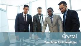  Presentation with meeting table - Presentation featuring looking at it with interest background and a  colored foreground