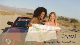  Presentation with map - PPT theme having looking at map near car background and a  colored foreground