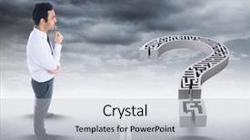  Presentation with digital image - Colorful presentation theme enhanced with looking at maze question mark backdrop and a light gray colored foreground