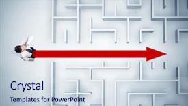  Presentation with red white blue business - PPT theme with looking at maze with red background and a  colored foreground