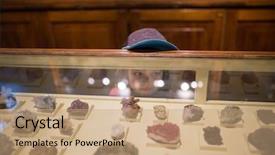  Presentation with minerals - Presentation design consisting of looking at minerals in museum background and a coral colored foreground