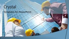  Presentation with modern trade - Cool new presentation design with looking at modern office building backdrop and a light blue colored foreground