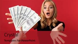  Presentation with lactation young woman breastfeeding - Presentation enhanced with looking at money which someone background and a crimson colored foreground