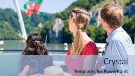  Presentation with cruise ship - Beautiful slide set featuring looking at mountains from ship backdrop and a light blue colored foreground