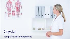  Presentation with medical reproductive system and urinary - Presentation consisting of looking at musculator system poster background and a sky blue colored foreground