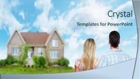  Presentation with movie theater loving couple - Audience pleasing PPT theme consisting of looking at new home mortgage backdrop and a  colored foreground