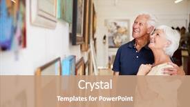  Presentation with art gallery - Slides having looking at paintings in art background and a coral colored foreground