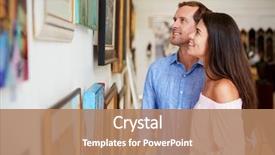  Presentation with art gallery - PPT layouts with looking at paintings in art background and a coral colored foreground
