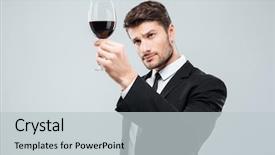  Presentation with sommelier - Cool new PPT layouts with looking at red wine backdrop and a light gray colored foreground