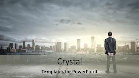  Presentation with abandoned - Presentation theme with looking at ruins of city background and a light gray colored foreground