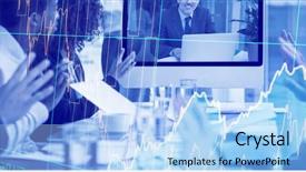  Presentation with video conference - Presentation design featuring looking at screen during video background and a light blue colored foreground