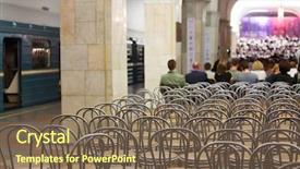  Presentation with chairs - Audience pleasing presentation consisting of looking at singing choir backdrop and a violet colored foreground