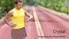  Presentation with heart rate monitor - Amazing theme having looking at smartwatch heart rate backdrop and a coral colored foreground