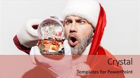  Presentation with santa - Cool new presentation theme with looking at snow globe backdrop and a  colored foreground