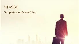  Presentation with sunset - Colorful presentation design enhanced with looking at sunset above city backdrop and a  colored foreground