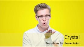  Presentation with what is thing used in looking for far object - Beautiful slide deck featuring looking at the camera blowing backdrop and a yellow colored foreground