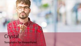  Presentation with young man wearing a hat - Audience pleasing PPT layouts consisting of looking at the camera blowing backdrop and a  colored foreground