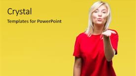  Presentation with kiss - PPT layouts consisting of looking at the camera blowing background and a yellow colored foreground