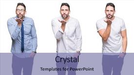  Presentation with metrics cloud collage business - Slide deck having looking at the camera blowing background and a  colored foreground