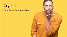  Presentation with kiss - Audience pleasing slide set consisting of looking at the camera blowing backdrop and a  colored foreground