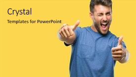  Presentation with winner - Cool new presentation theme with looking at the camera winner backdrop and a yellow colored foreground