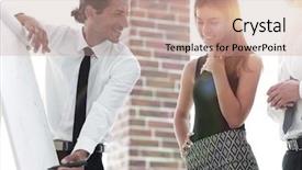  Presentation with new business ideas - Theme featuring looking at the flip charter background and a coral colored foreground