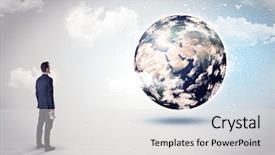  Presentation with what is thing used in looking for far object - Slide deck enhanced with looking at the globe courtesy background and a white colored foreground