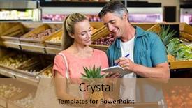  Presentation with natural food grocery - Amazing slide deck having looking at the grocery list backdrop and a  colored foreground