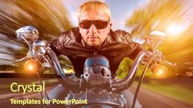  Presentation with road racing - Presentation theme with looking at the sunset racing background and a  colored foreground