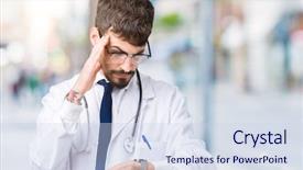  Presentation with hospital - Slides having looking at the watch time background and a  colored foreground