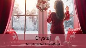  Presentation with merry christmas - Audience pleasing theme consisting of looking at the winter forest backdrop and a red colored foreground