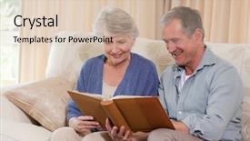  Presentation with photo album - Slides featuring looking at their photo album background and a lemonade colored foreground