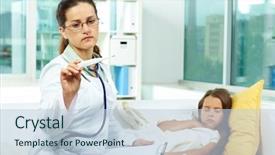  Presentation with sick child - Colorful PPT layouts enhanced with looking at thermometer with sick backdrop and a lemonade colored foreground