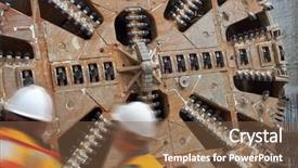  Presentation with safety construction - PPT theme enhanced with looking at tunnel boring machine background and a tawny brown colored foreground