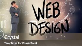  Presentation with web design - Slide set having looking at web design icon background and a  colored foreground