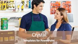  Presentation with credit card - Colorful slides enhanced with looking at worker swiping credit backdrop and a coral colored foreground