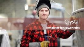  Presentation with welding - Presentation theme with looking at you in shipyard background and a red colored foreground