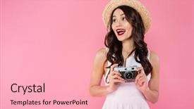  Presentation with space travel - Slide deck featuring looking away at copy space background and a lemonade colored foreground