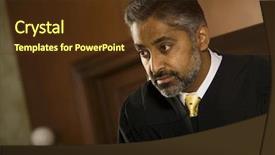  Presentation with judge - PPT theme with looking away in court room background and a tawny brown colored foreground